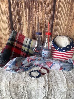 Cozy Red, White & Blue Holiday Throw Blanket Bundle